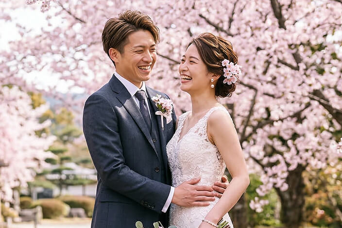 結婚式前撮りのWebサイト用モデル撮影