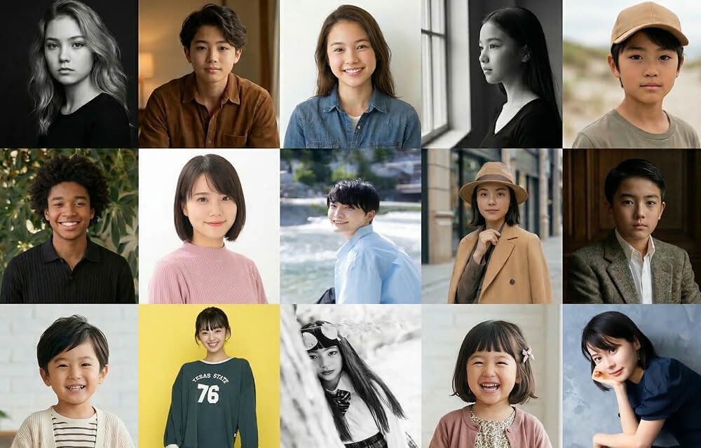 乳幼児から中学生まで、幅広い年齢層のキッズモデルを手配可能