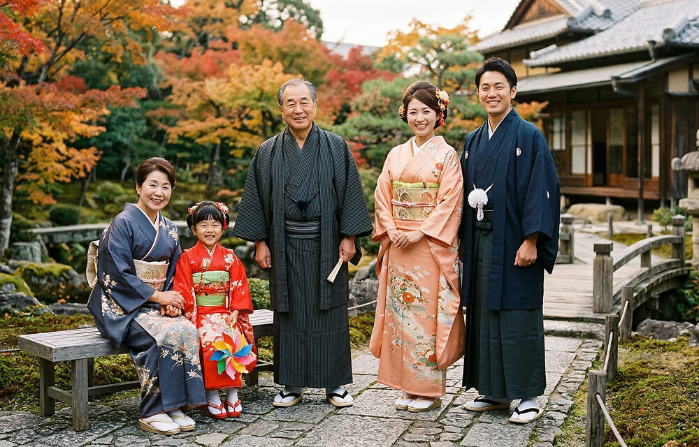 親子役や夫婦役など複数の和装モデルをまとめて全国に派遣可能