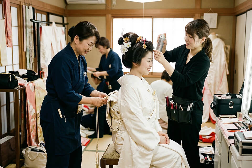 着付け師・ヘアメイクなど専門スタッフの手配もお任せ