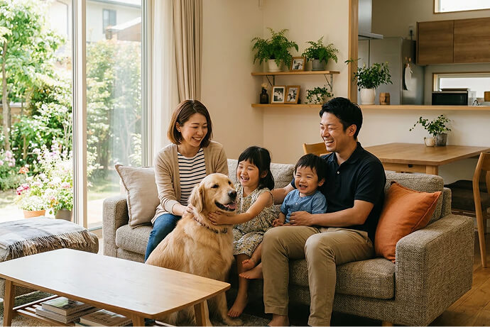 住宅・不動産広告のファミリー×ペット撮影