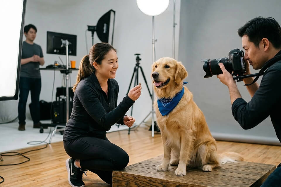 専属トレーナーが撮影現場に同行して進行をサポート