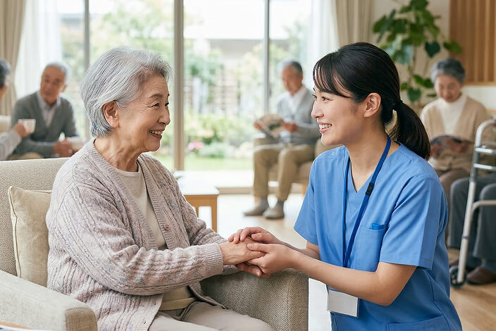 介護・医療・福祉サービスのパンフレット用モデル撮影