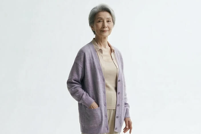 シニア向け下着・肌着の着用イメージモデル撮影