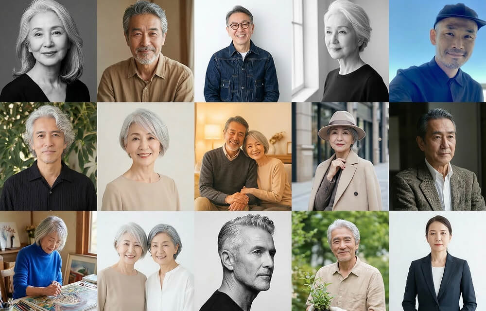 50代〜80代まで幅広い年代の男性・女性シニアモデルを手配可能